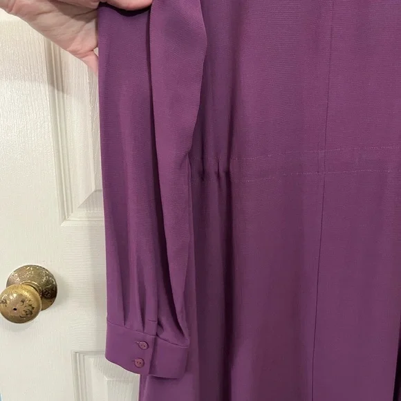 Eileen Fisher NWT Button-Front Long-Sleeve Drawstring Tencel Shirt Dress - Picture 7 of 13